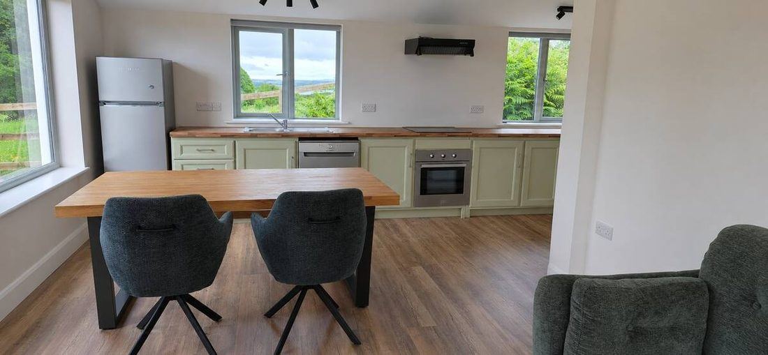 Kitchen with lake view