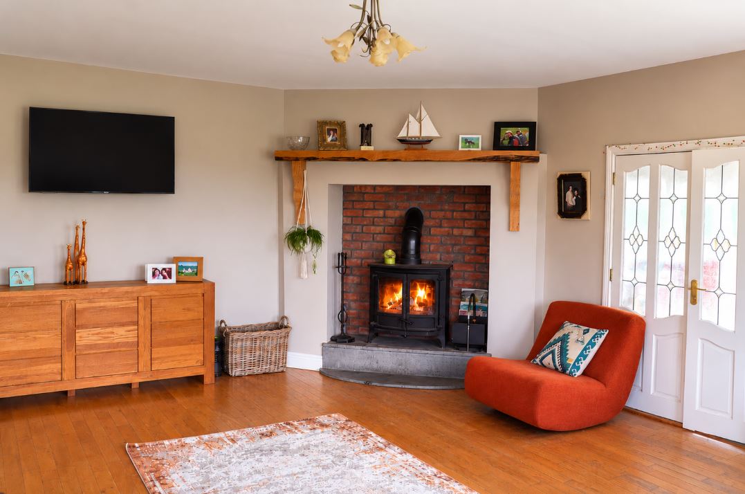 Sitting room with wood-burning stove